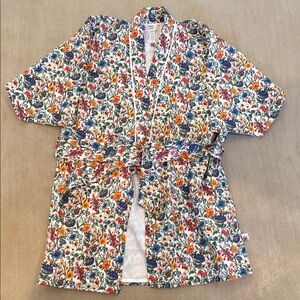 Kids Floral Cotton Kimono Robe - Multicolor